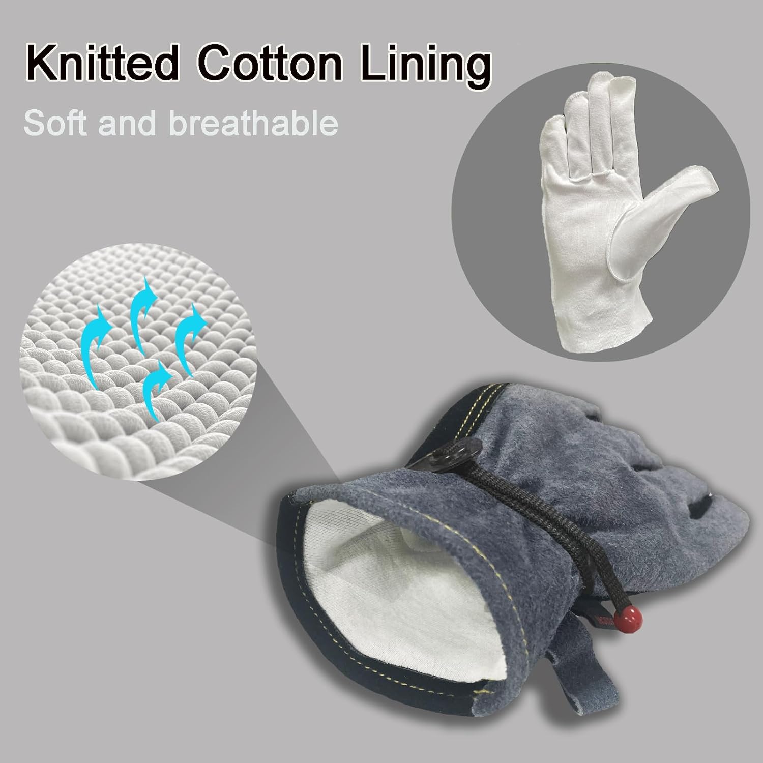 Guantes de cuero a prueba de espinas de piel de vacuno con forro de algodón para desmalezar, podar y trabajar en el patio para hombres