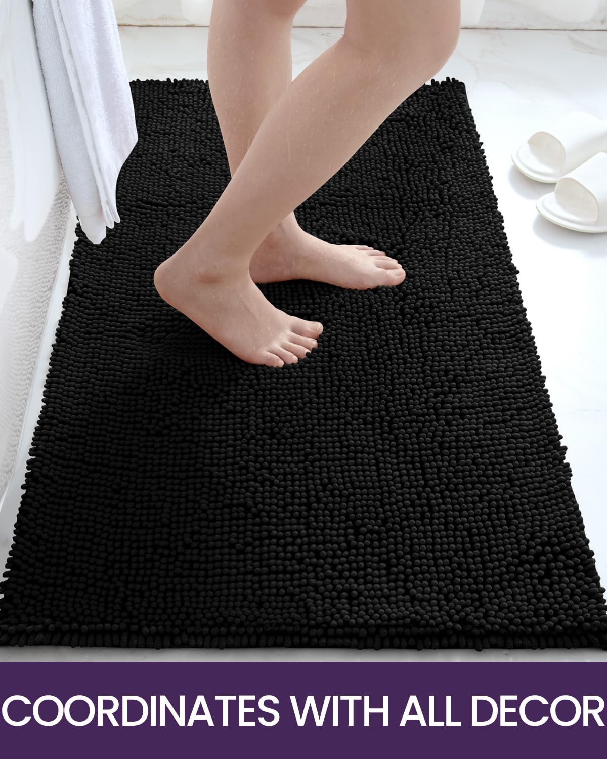 DEXI Alfombras de baño, tapetes de baño de felpilla para suelo de baño, antideslizantes, absorbentes, lavables, alfombras de ducha de felpa para