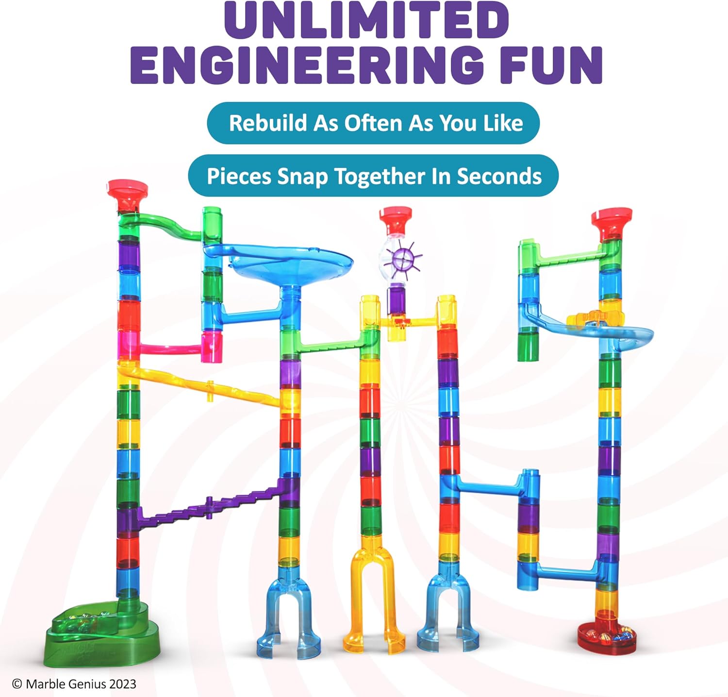 Marble Genius Marble Run Maze Track Toys – 85 piezas, juegos de mesa para niños de 4 a 12 años, juguetes para adultos, adolescentes y niños
