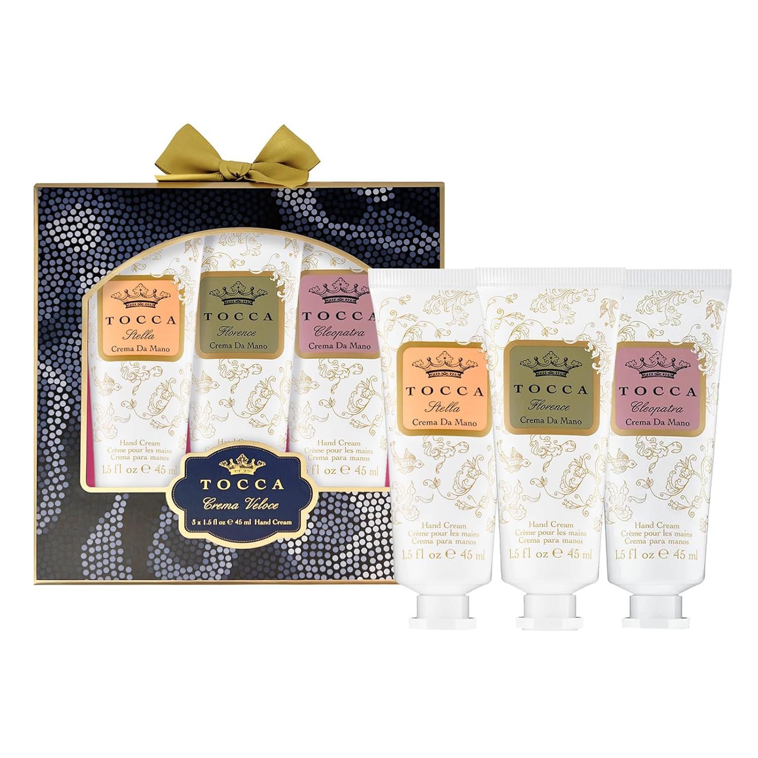 Tocca Crema Veloce Mini Crema de Manos Set de Regalo (Incluye Cleopatra, Stella, Florence)  Crema Hidratante para Manos, cada una 1.5 oz