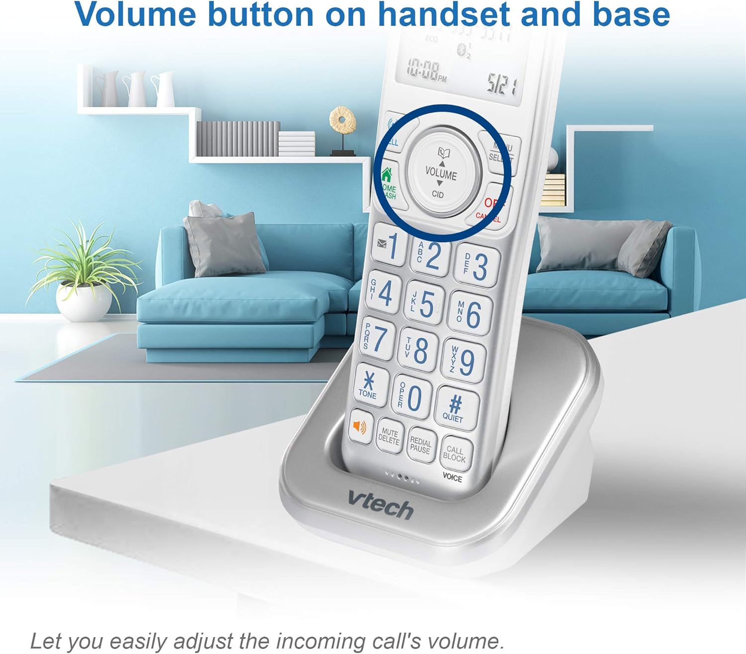 VTech Extended Range 3 teléfono inalámbrico para el hogar con bloqueo de llamadas, conectar a celular Bluetooth