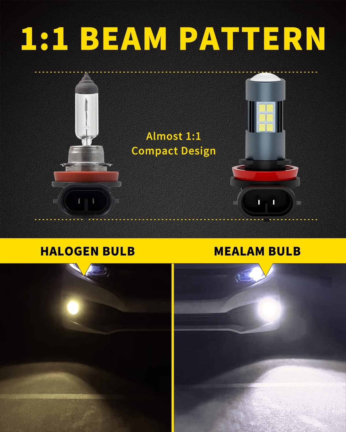 Bombillas LED antiniebla H11H8H9H16DRL, 3000 lúmenes superbrillantes, 6000 K xenón blanco, 300% de brillo, juego y enchufe sin polaridad,