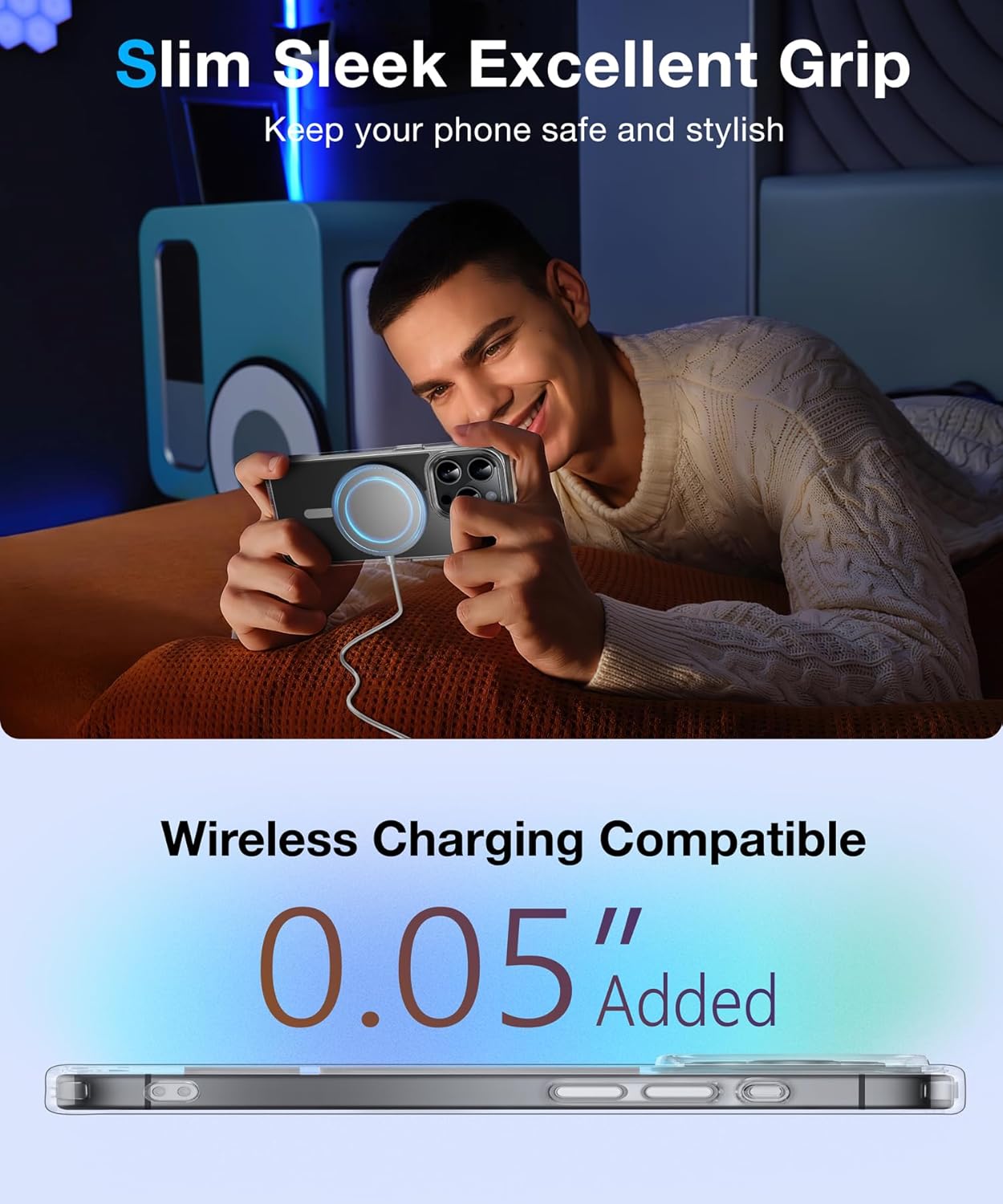 Funda magnética n. 1 para iPhone 15 Pro compatible con MagSafe antiamarilleo a prueba de golpes militares funda rígida delgada transparente con