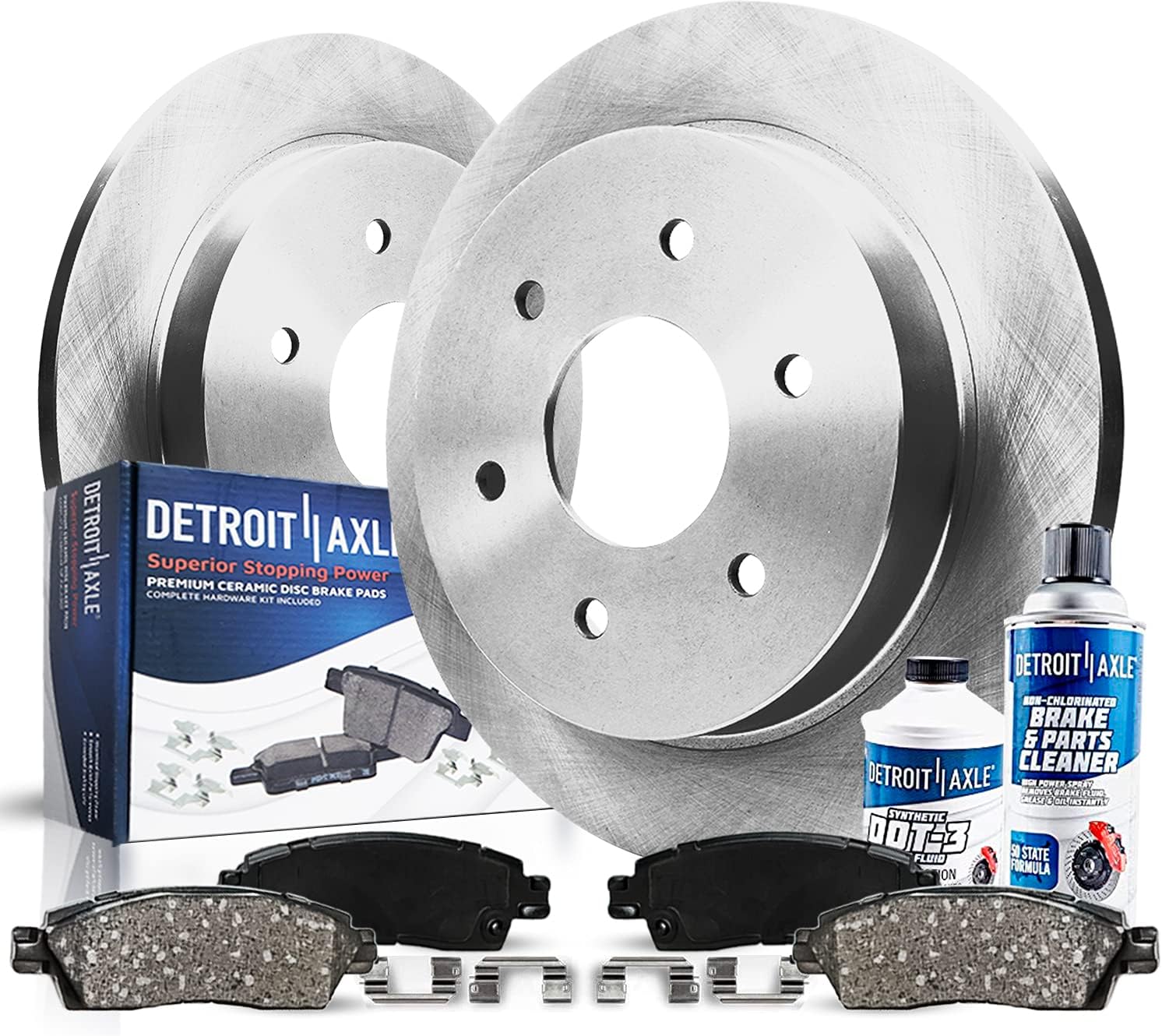 Detroit Axle – Par (2) rotores de freno de disco traseros con pastillas de cerámica con reemplazo de hardware para Hummer H3 2006-2010 – 2009-2010