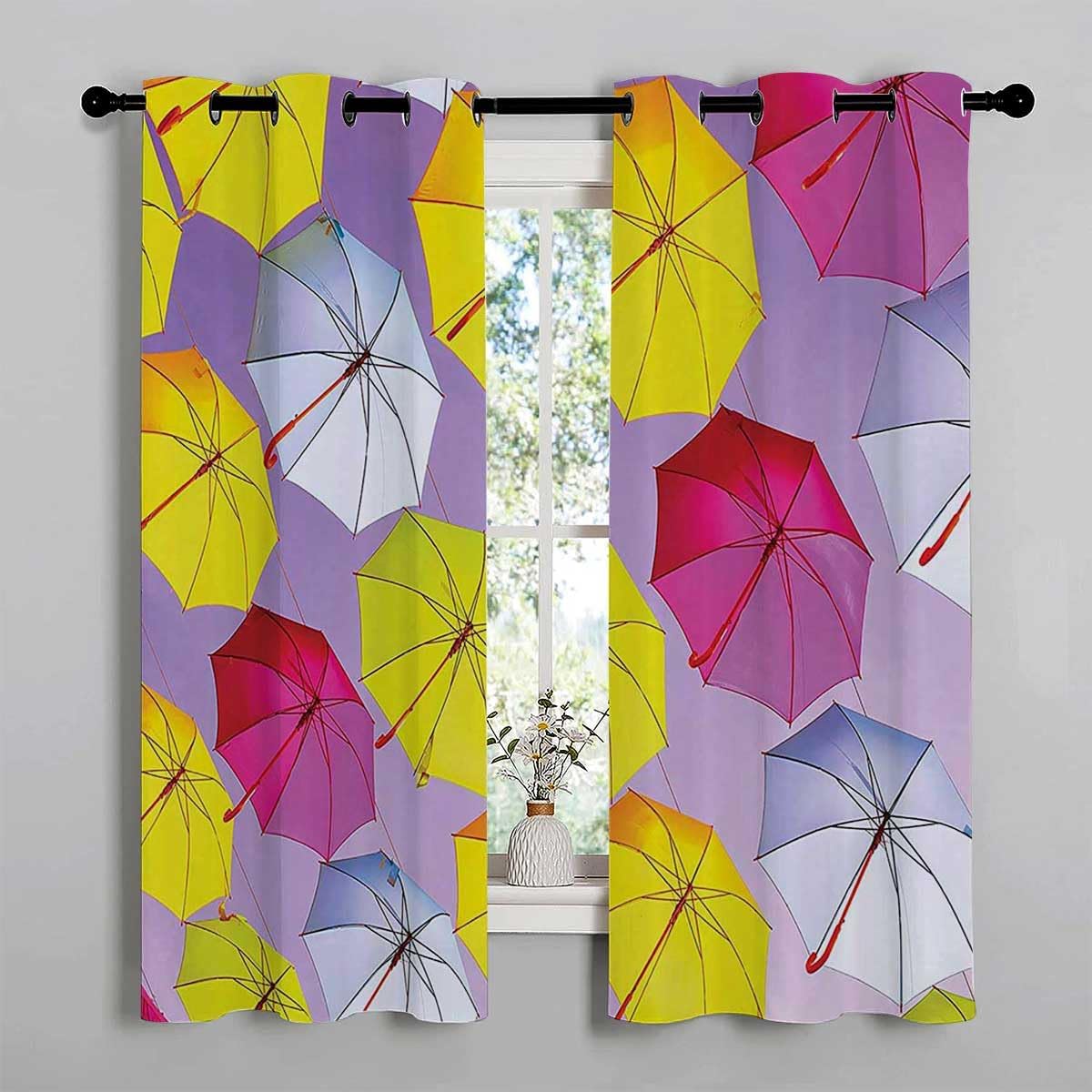 Cooling Curtains Apartment Decor Grommet Short Glass Door Curtains Cortinas para Ventanas De Cuarto 55Inch Width by 72Inch Length,2 Panels