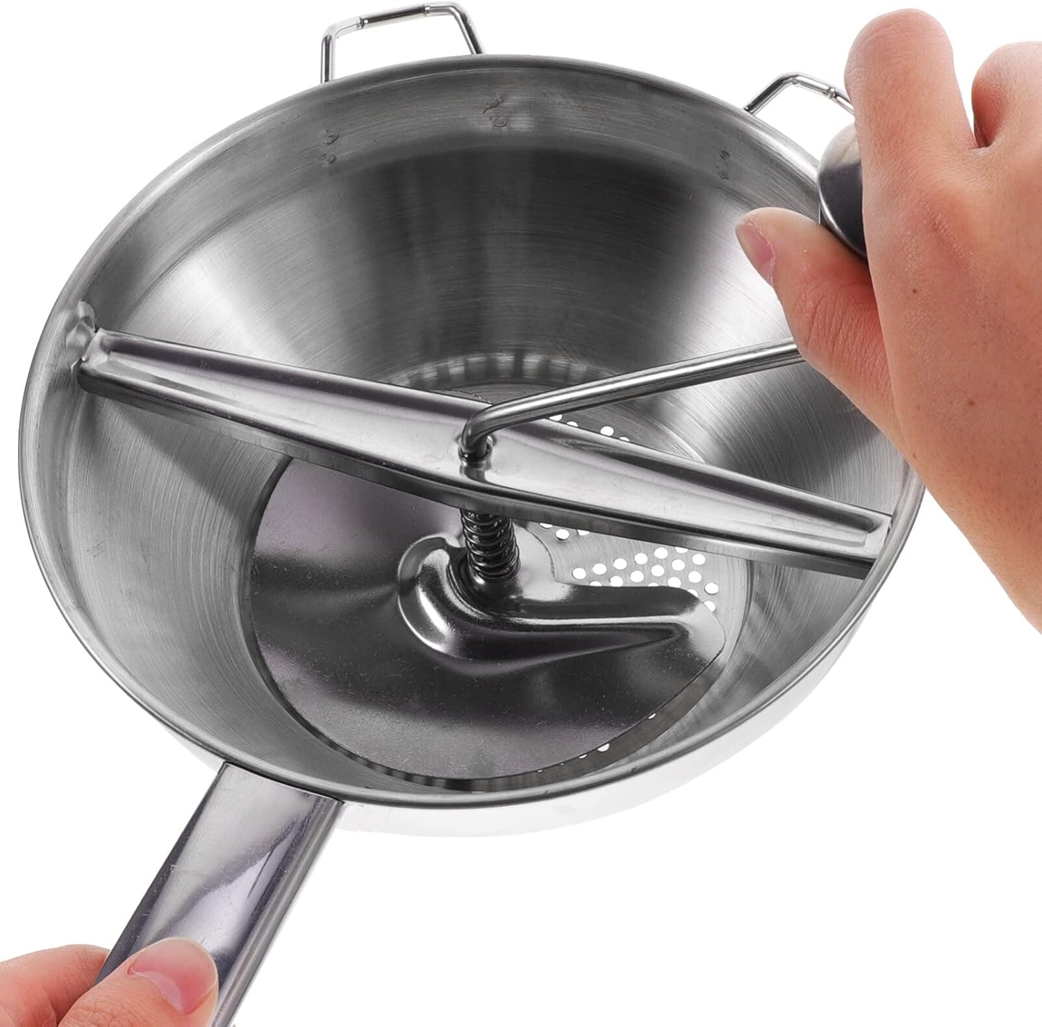 ABOOFAN Molino de alimentos de acero inoxidable, manual rotativo, fruta, verdura, manivela, papas, triturador, puré, mermeladas, alimentos