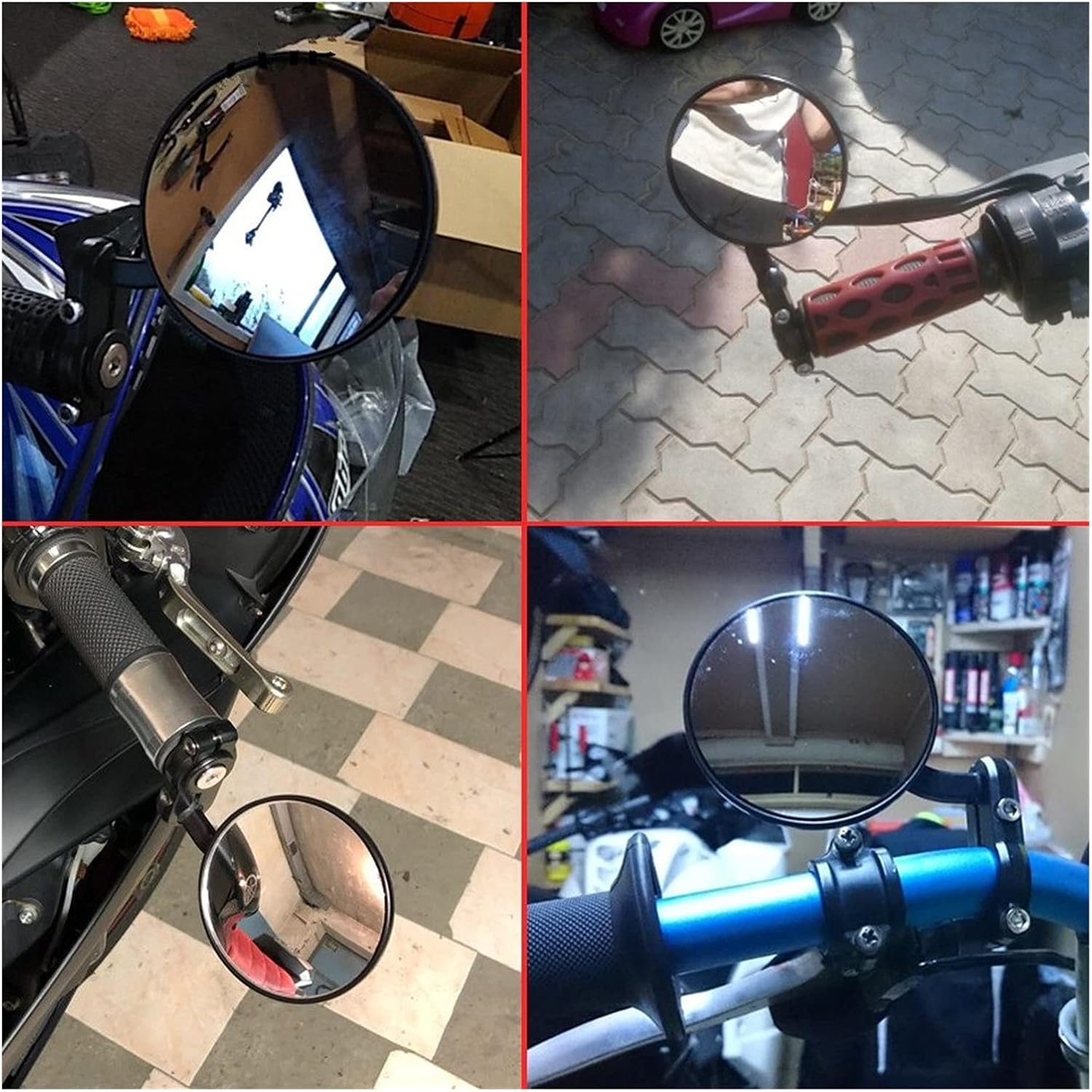 Espejo retrovisor de motocicleta de 3 pulgadas redondo plegable para Yamaha XSR 900 TDM 900 MT125 MT01 MT03 MT25 YBR 125 (color azul, tamaño normal)