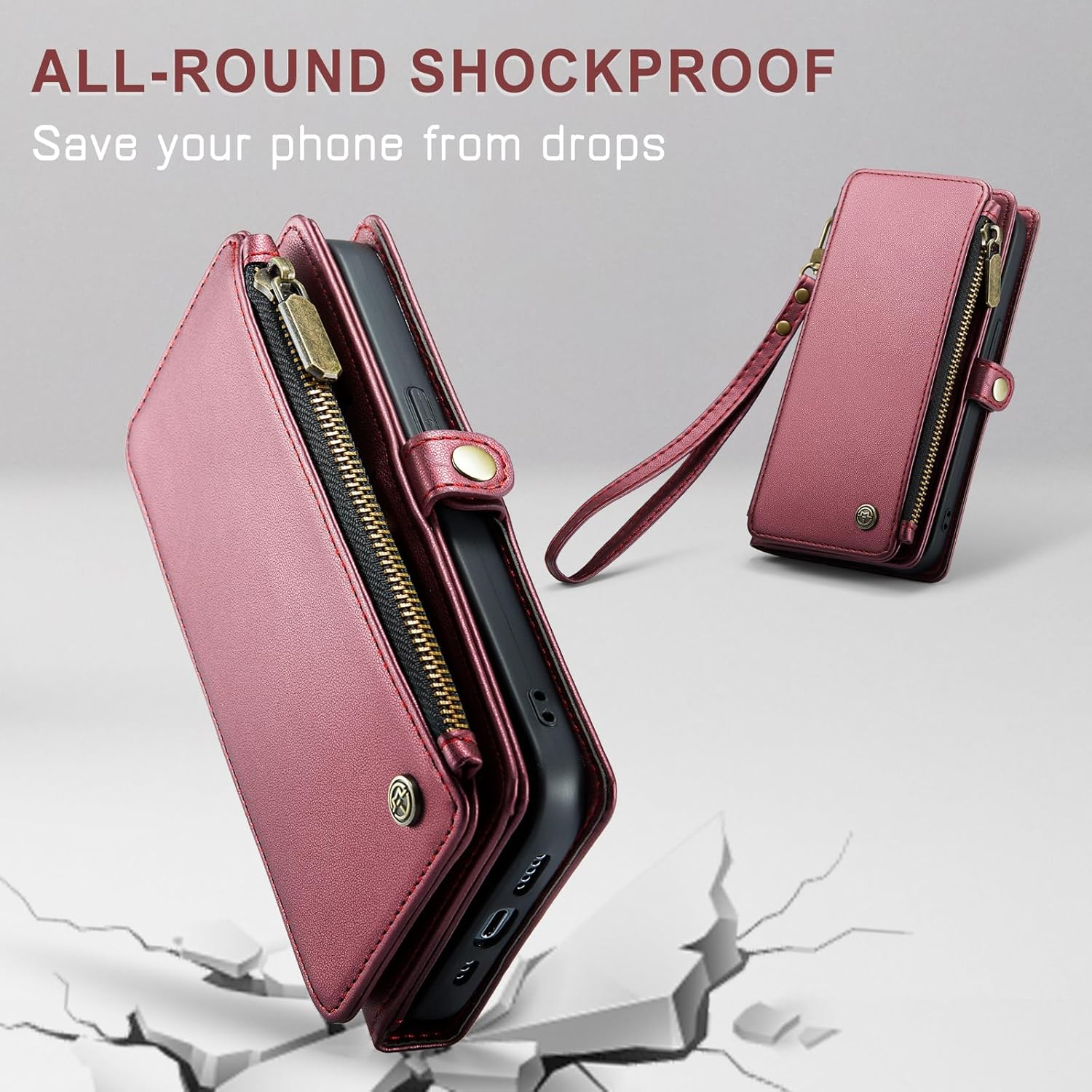 Defencase Funda para iPhone 15 Pro, bloqueo RFID, funda tipo cartera para iPhone 15 Pro para mujeres y hombres con tarjetero de crédito con
