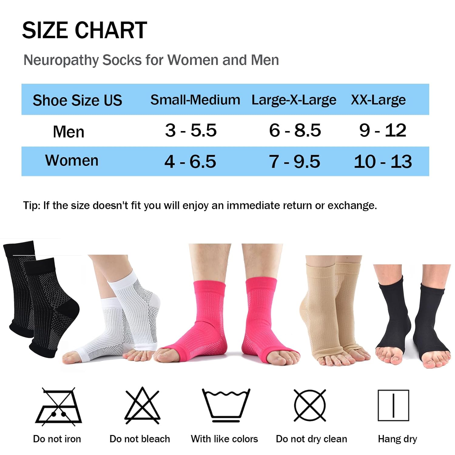 3 pares de calcetines de neuropatía para mujeres y hombres, calcetines de compresión de tobillo y tendinitis, para alivio del dolor y fascitis