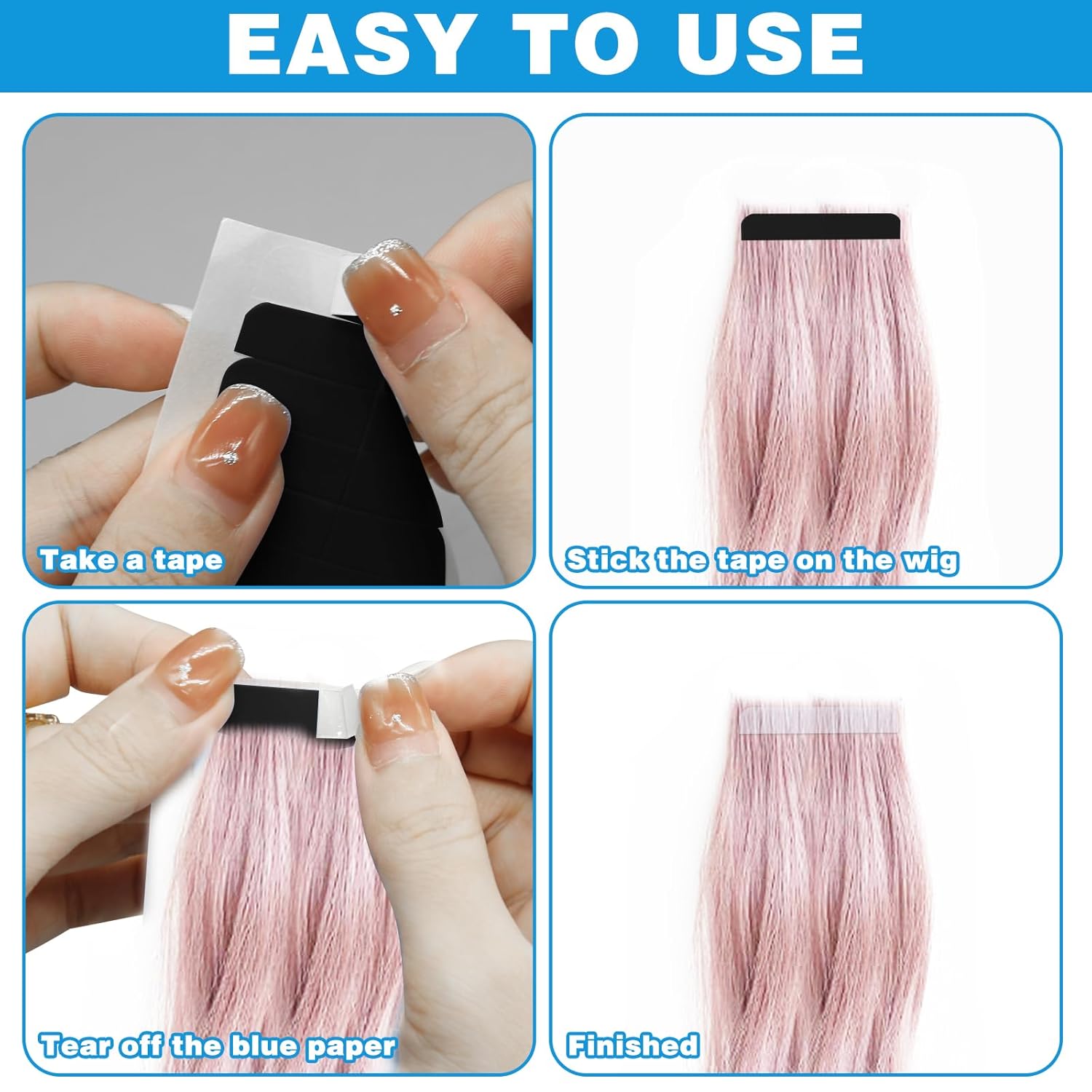 120 cintas de extensión de cabello de doble cara, cinta de repuesto para extensiones de cabello, cintas adhesivas de cabello humano, cinta de