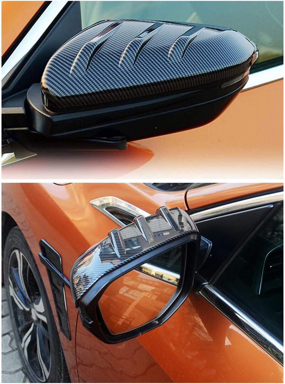 Tapa de espejo estilo Mugen compatible con Honda Civic 10th 2016-2021, cubierta de espejo lateral tipo complemento (patrón de fibra de carbono)
