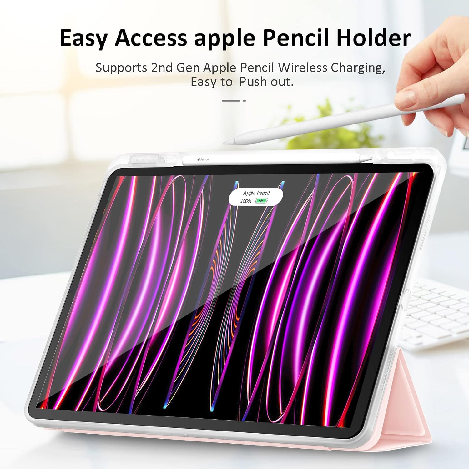 Hoidokly Funda para iPad Pro de 12.9 de 65433 generación (2022202120202018), carcasa delgada y transparente con soporte inteligente de triple