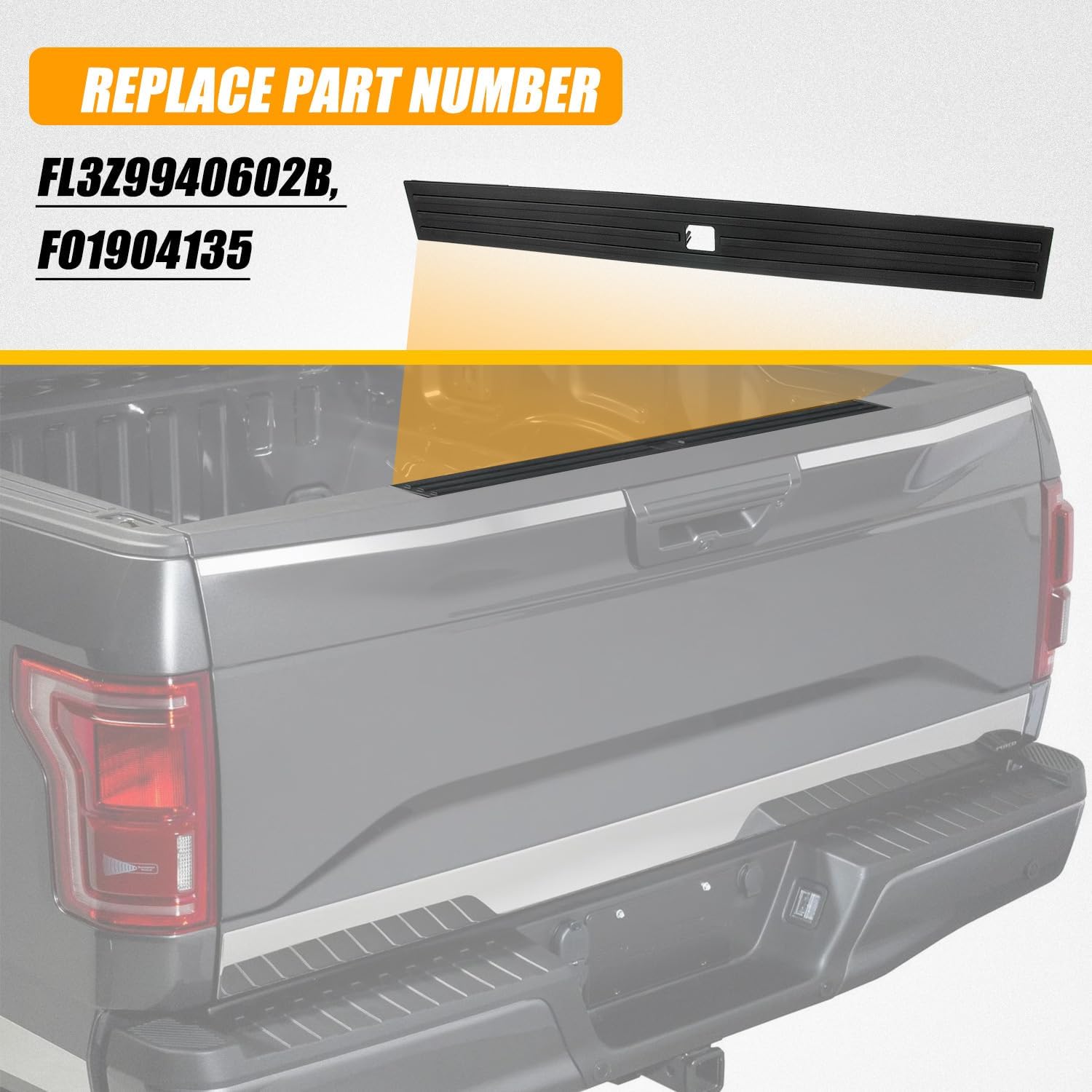 RANSOTO Tapa de moldura para portón trasero compatible con Ford F-150 F150 flexible Flex Step Center Piece Protector Cover reemplazo FL3Z9940602B