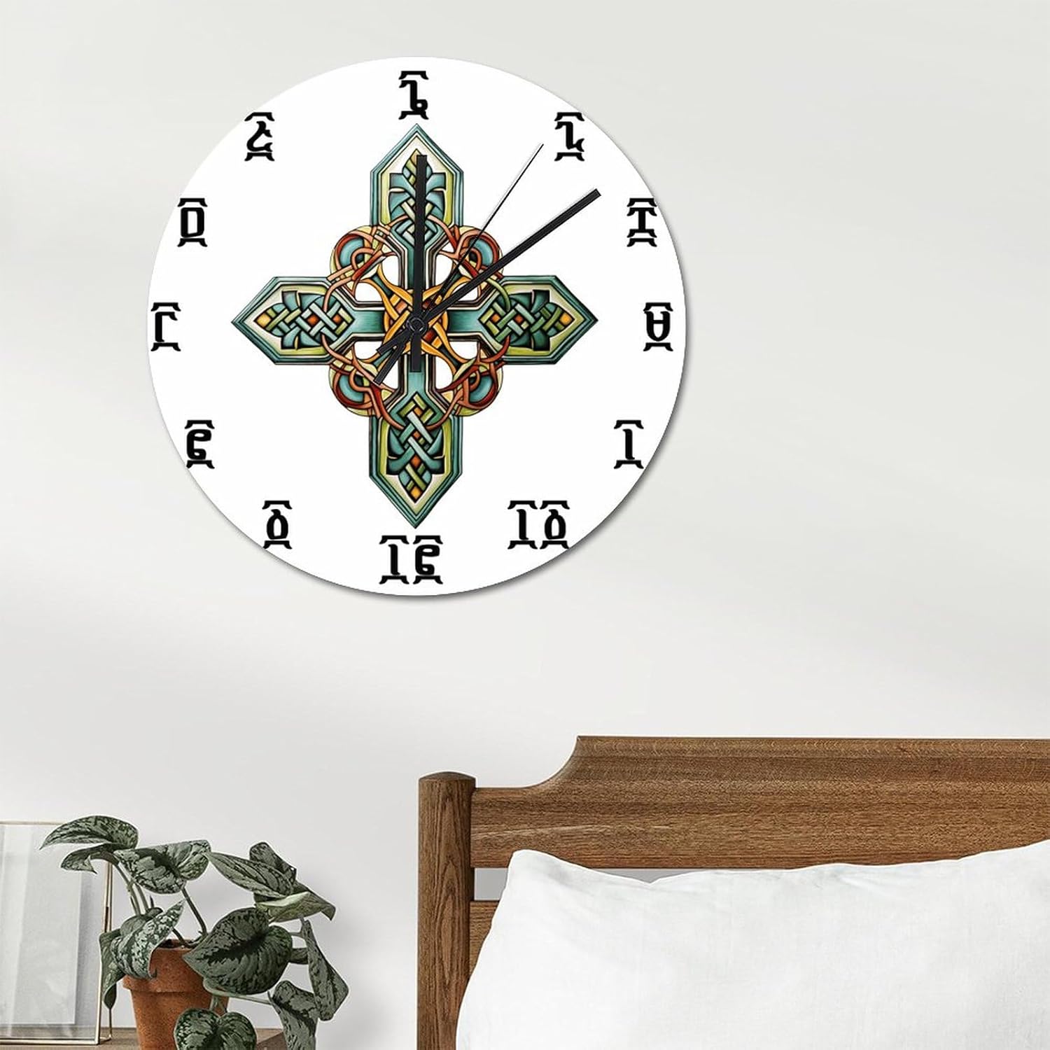 Reloj de pared de PVC de 12 pulgadas, silencioso, sin tictac, símbolo etíope, con números, vintage, funciona con pilas, novedoso reloj de PVC,
