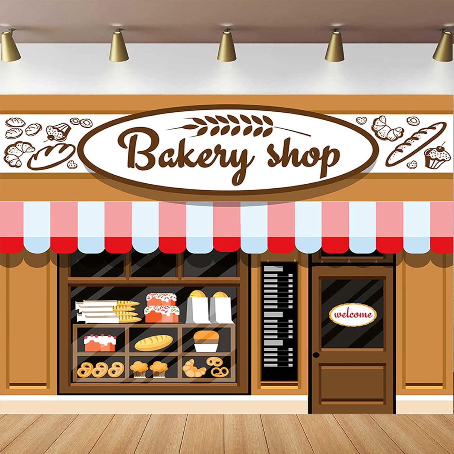 Telón de fondo de fotografía para café, panadería, decoración de fiesta de primer cumpleaños, postre dulce, lindo fondo de sala de postres, recién
