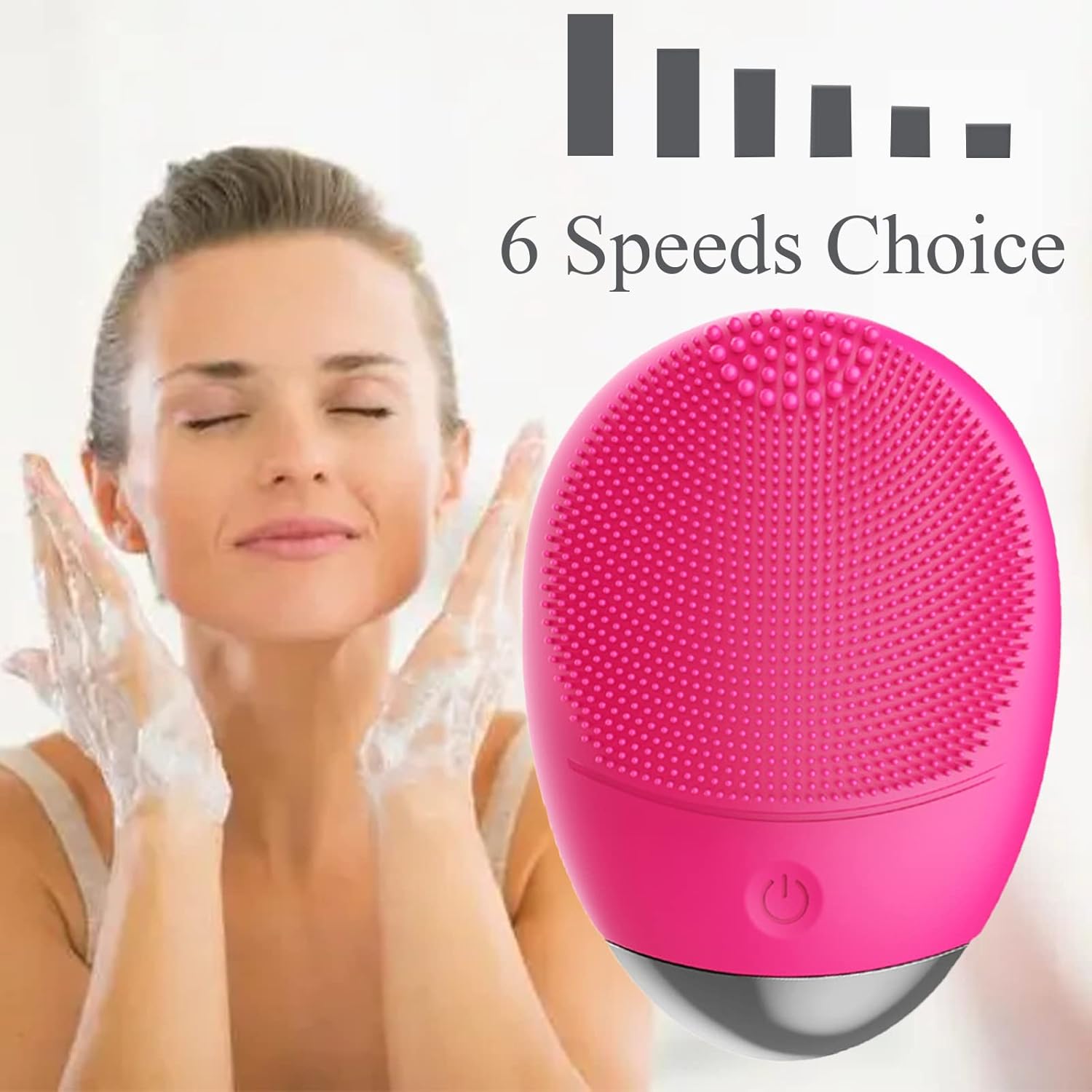 Facial Cleansing Brush, 3-in-1 Electric Soft Silicone Waterproof Face Scrubber, USB Rechargeable IPX7 Waterproof Sonic Vibrating Face Brush for Deep