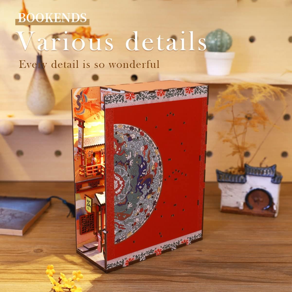 Kit de bricolaje en miniatura para rincón de libros, rompecabezas de madera 3D, decoración con sensor de luz, kit de modelo de casa de muñecas,