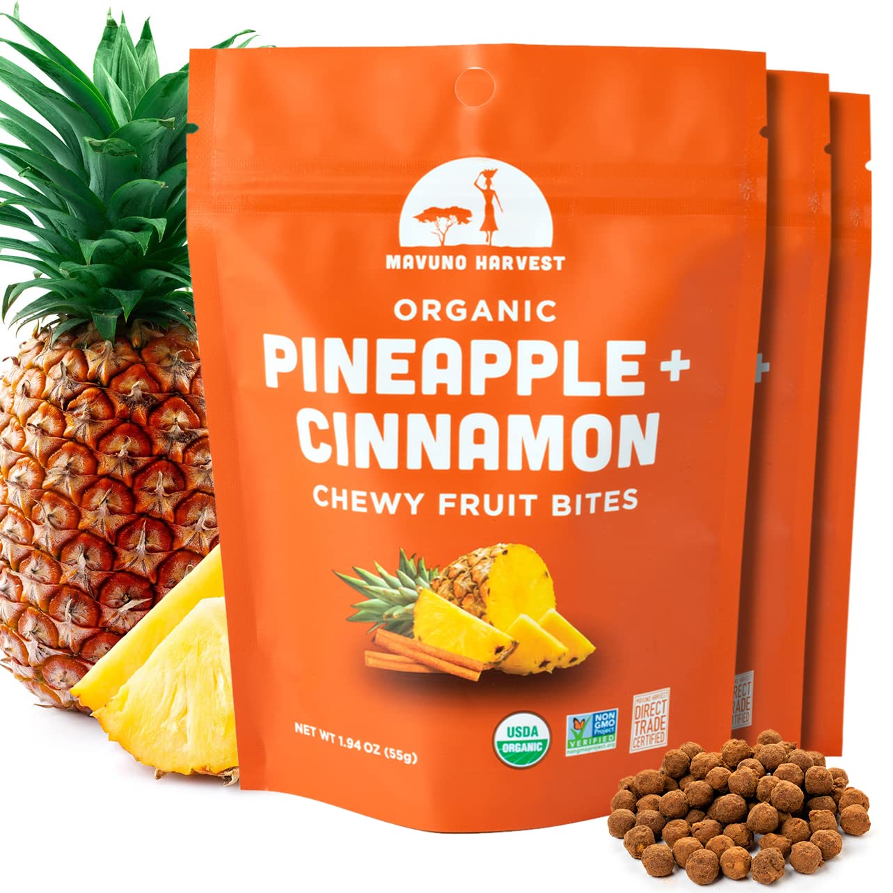 Mavuno Harvest Bocadillos de frutas orgánicas  Bocados de fruta masticables  Alimentos saludables para niños y adultos  De origen ético, sin OMG,