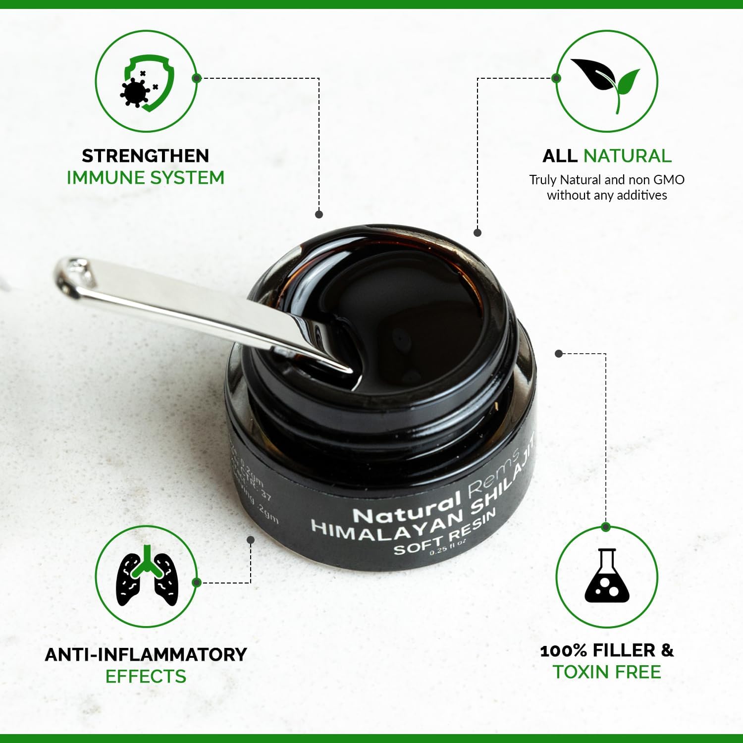 Natural Rems Shilajit orgánico – Shilajit orgánico puro del Himalaya – Suplemento de ácido fúlvico puro Shilajit – Suplemento de energía y enfoque