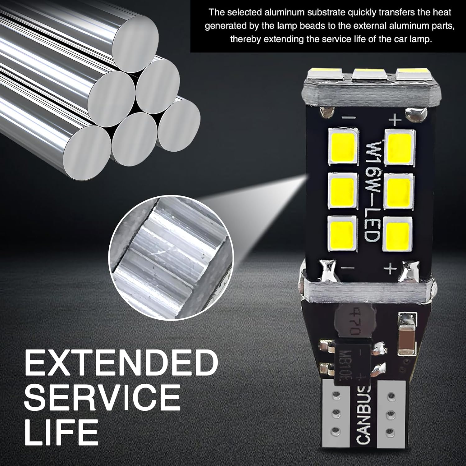 4 PCS Car LED Decoded Reversing Light, 2835-15SMD PC Board IP67 Waterproof Smart IC Driven Constant Current Turn Signal Lamp, Auto Fast Response