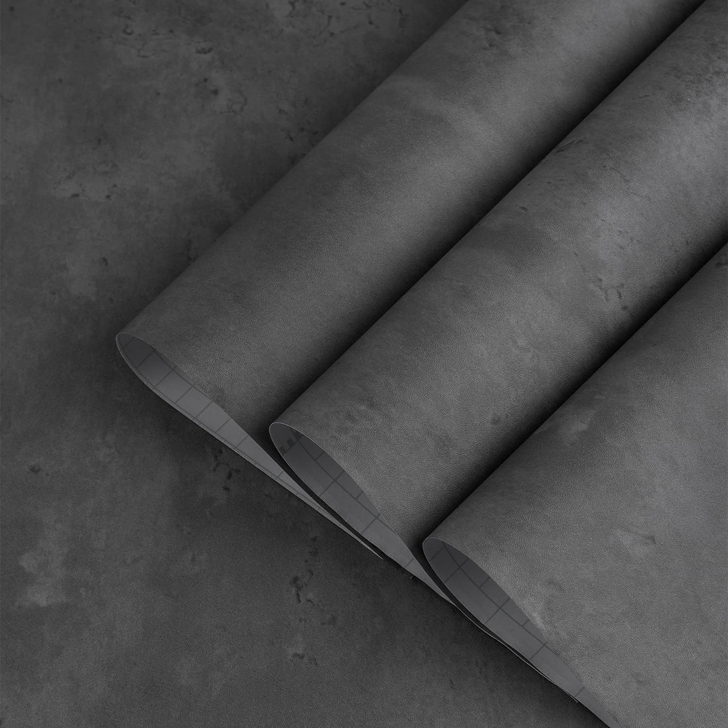 Papel tapiz de hormigón gris mate, grueso, 31.5 x 157 pulgadas, textura de cemento gris oscuro, papel de contacto, papel adhesivo para encimera,