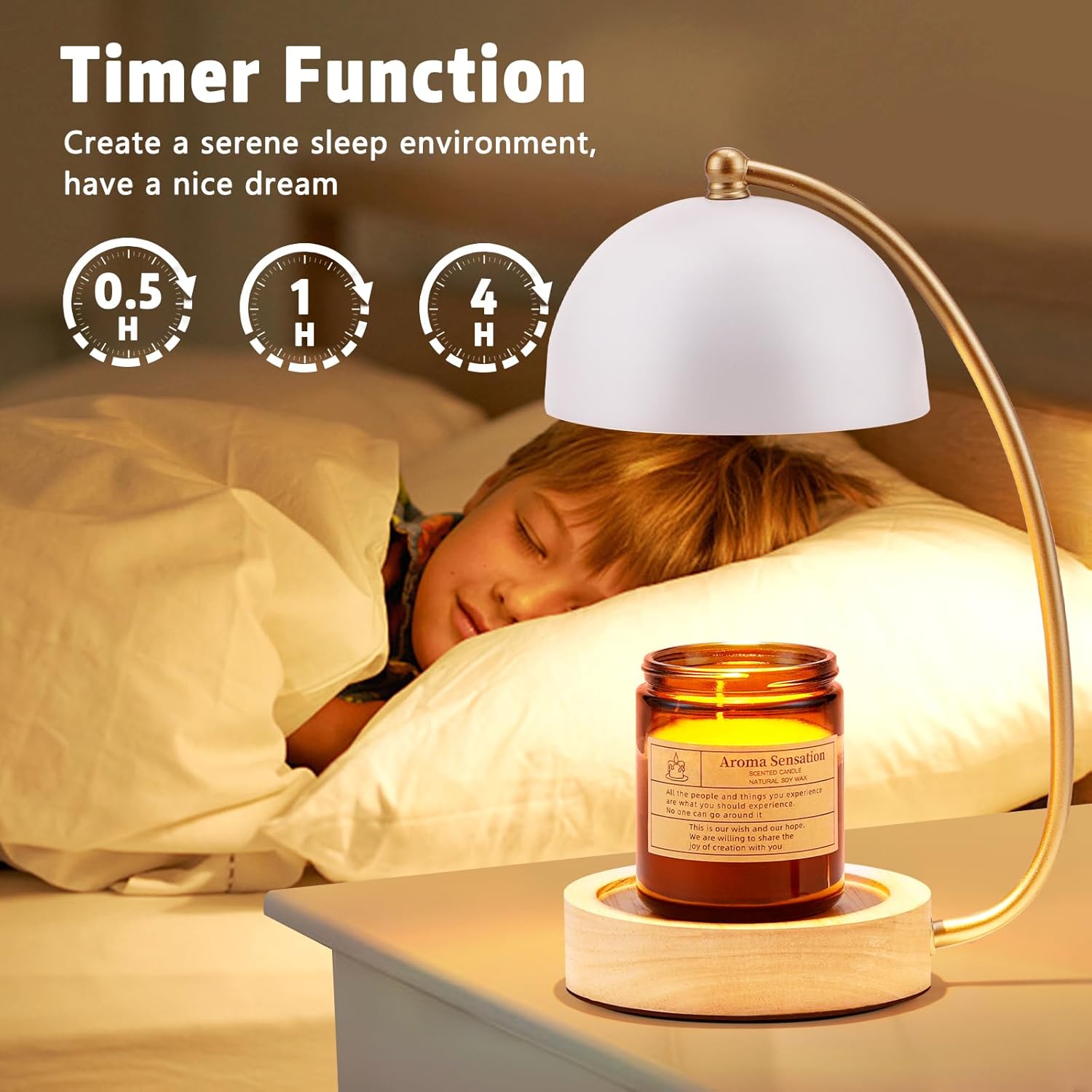 Lámpara calentadora de velas, lámpara regulable con temporizador, candelabros aromáticos, regalos para mujeres, linterna eléctrica de cera