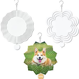 Paquete de 3 hilanderos de viento por sublimación, molinillos de viento, esculturas cinéticas de viento con forma de trébol de flor de loto, adornos Paquete de 3 hilanderos de viento por sublimación, molinillos de viento, esculturas cinéticas de viento con forma de trébol de flor de loto, adornos