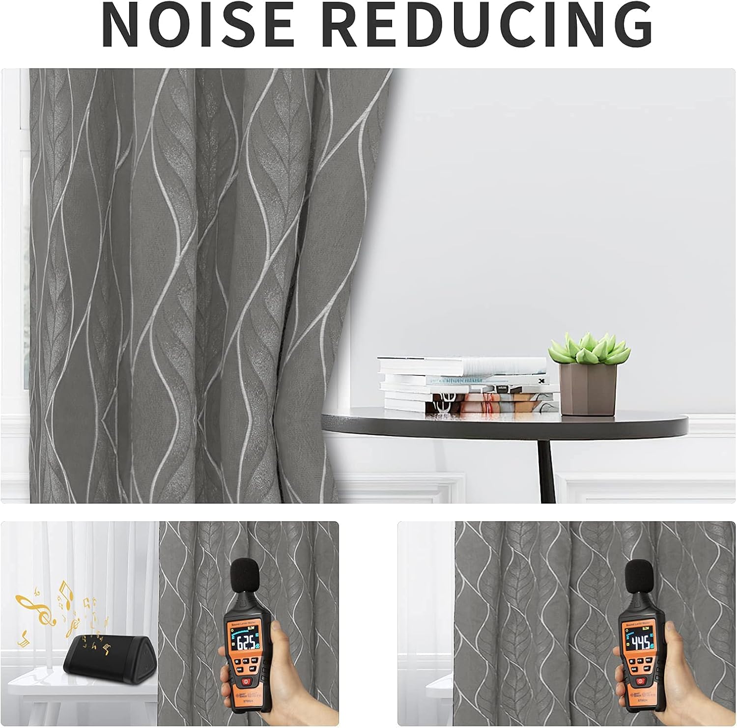 Easy-Going Cortina opaca 100 % jacquard 3D, elegante textura con bloqueo de luz, para sala de estar, lujosa cortina gruesa que reduce el ruido, 2