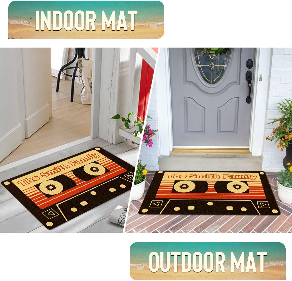 Tapete de bienvenida personalizado para entrada interior y exterior  Tapetes personalizados de bienvenida para puerta principal con texto  Alfombras