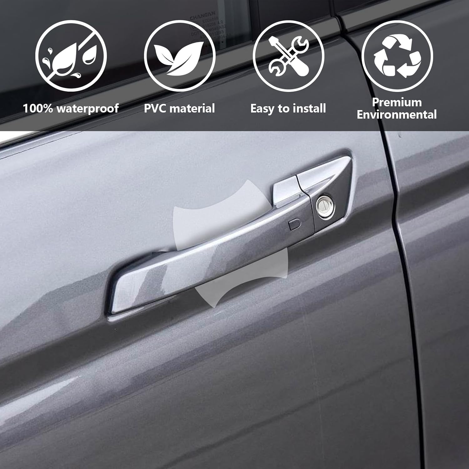4 protectores contra arañazos para manijas de puerta de automóvil, textura de fibra de carbono, protector de pintura para manija lateral de puerta,