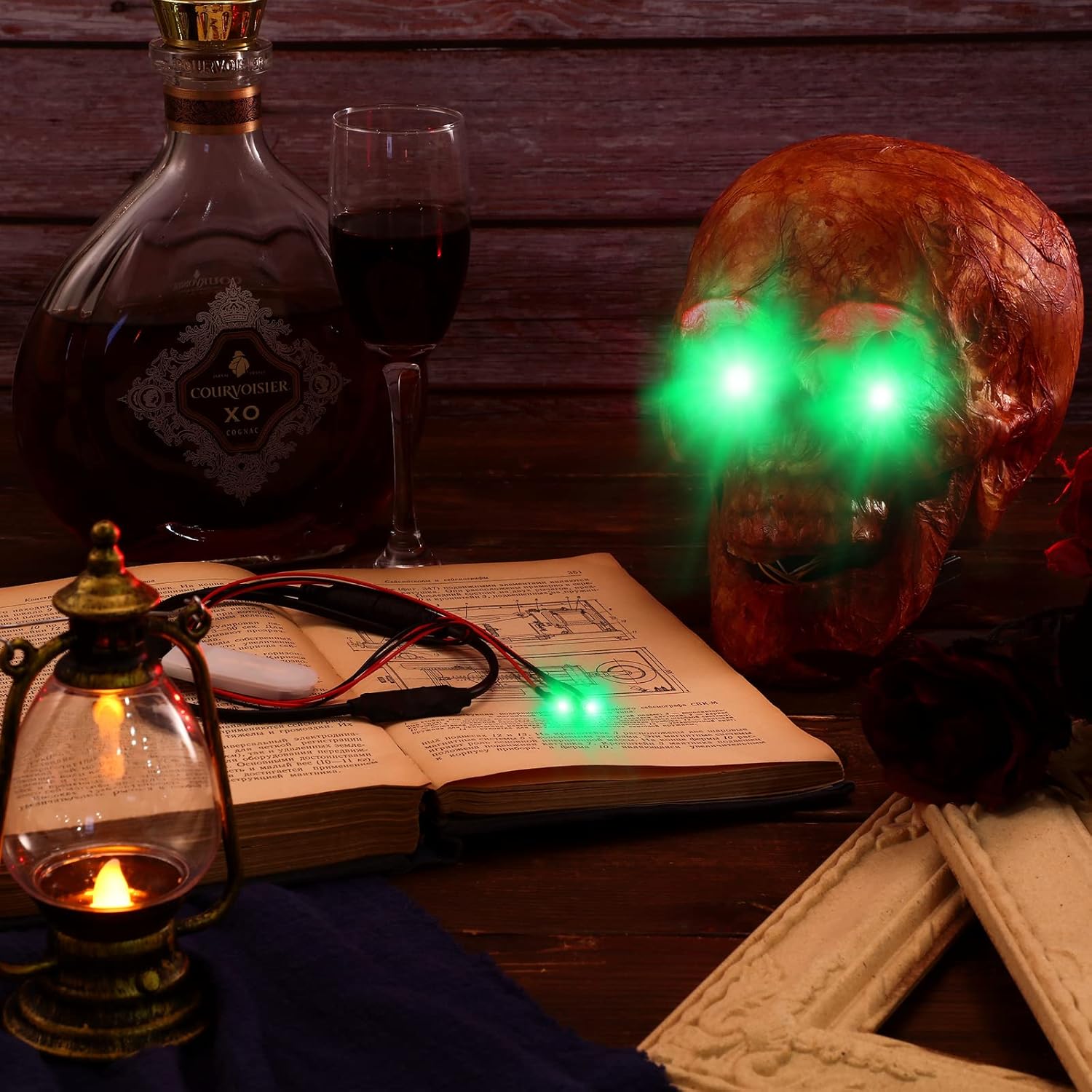 Jutom 3 Pieces Halloween Glowing Eyes for Mask Halloween LED Light up Prop Eyes Glasses with Effects Controller