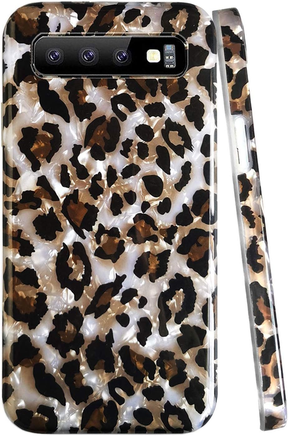 J.west Funda de leopardo para Galaxy S10 de 6.1 pulgadas, diseño de guepardo brillante de lujo para niñas y mujeres, diseño translúcido delgado de
