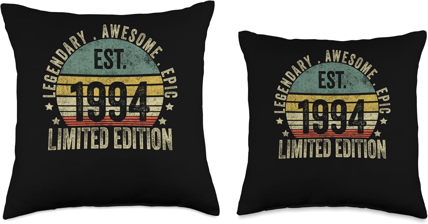 29th Birthday Vintage 29 Year Old Est 1994 Limited Edition Throw Pillow