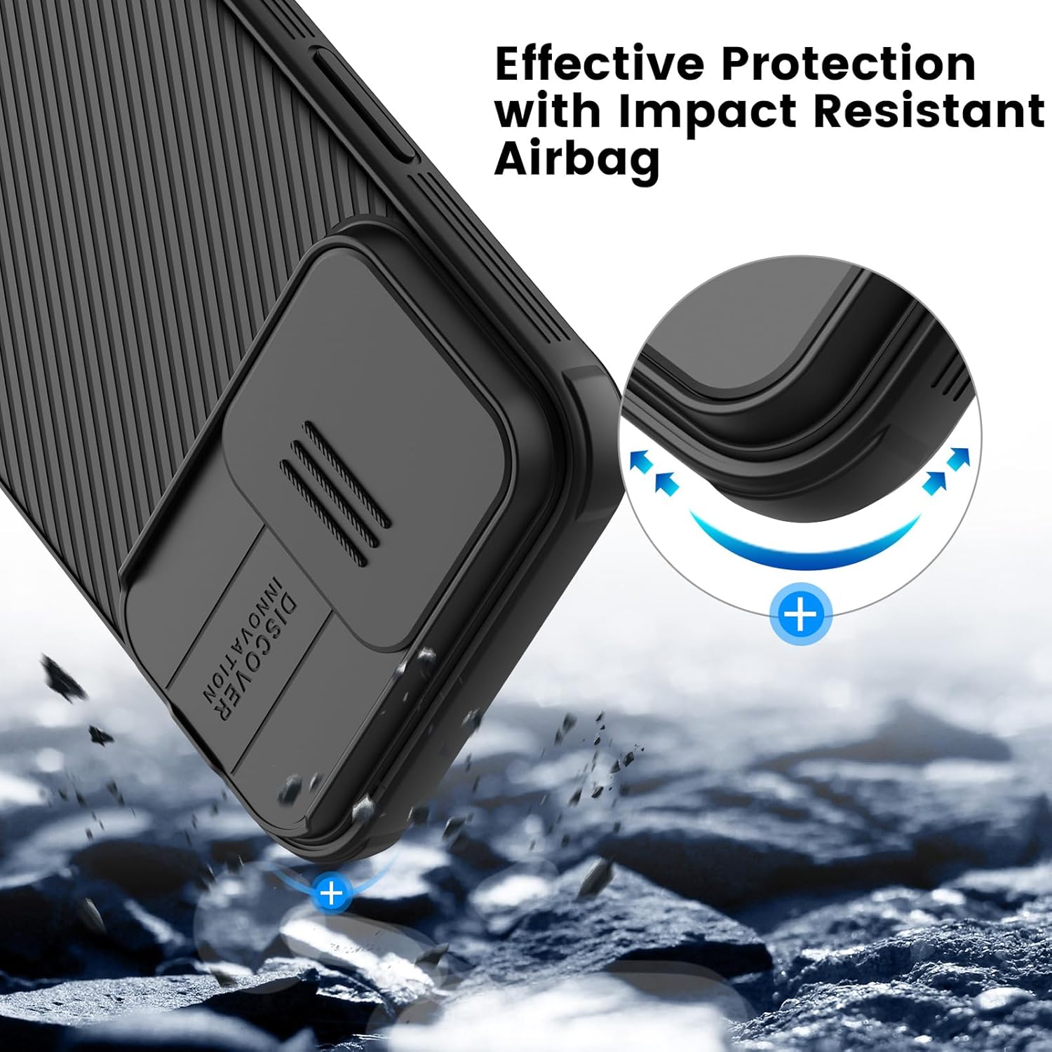 Nillkin Funda para iPhone 15 Pro Max con funda deslizante para cámara protección mejorada de lentes protección de lente mejorada protección rígida
