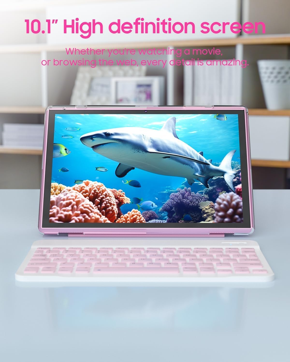 Tablet 2 en 1 Tablet con funda para teclado, lápiz capacitivo de ratón, película protectora de pantalla táctil, tableta de 10 pulgadas, tabletas