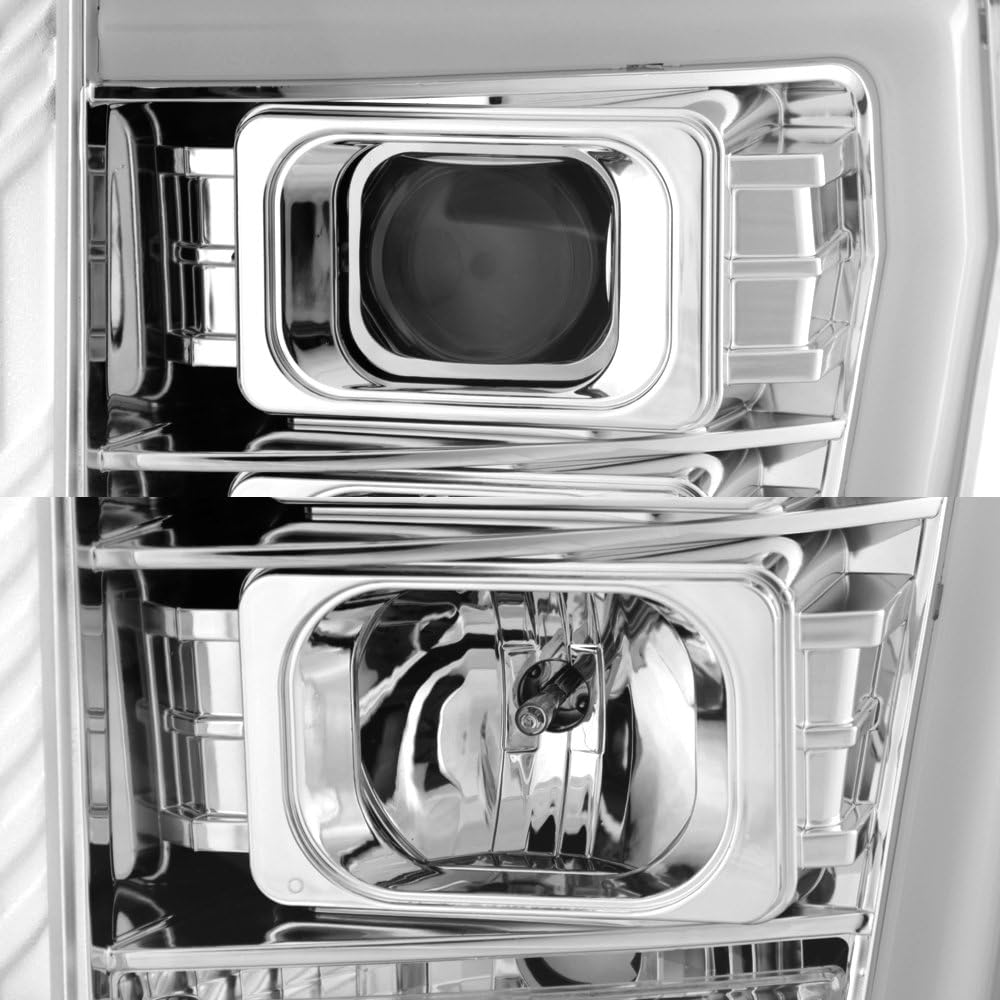 AKKON – Para 2011-2016 Ford F250 F350 F450 F550 Superduty LED Tube Chrome Proyector Faros Conductor+Pasajero Par