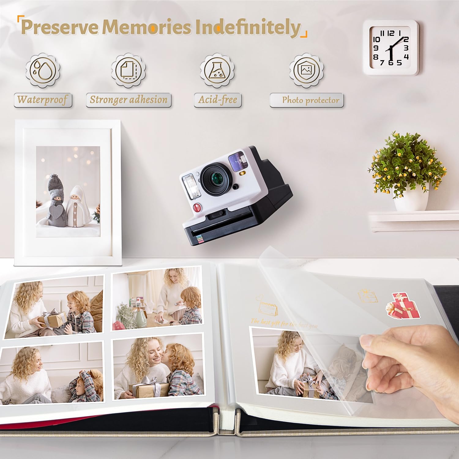 Artfeel Álbum de fotos autoadhesivo, libro de fotos grande para fotos de 4 x 6, 5 x 7, 8 x 10, álbum de bricolaje para bebé, boda, familia, viajes,