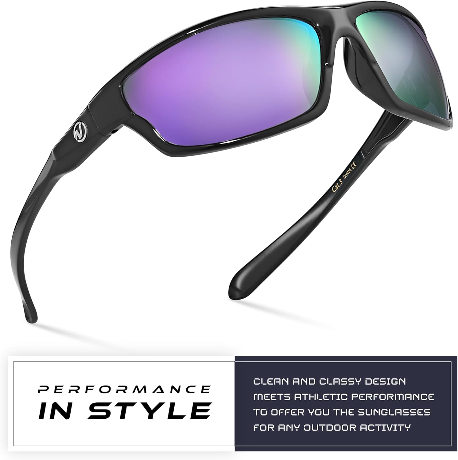Nitrogen – Gafas de sol deportivas polarizadas envolventes para hombre y mujer, UV400, para conducir, pescar, correr, andar en bicicleta, gafas de