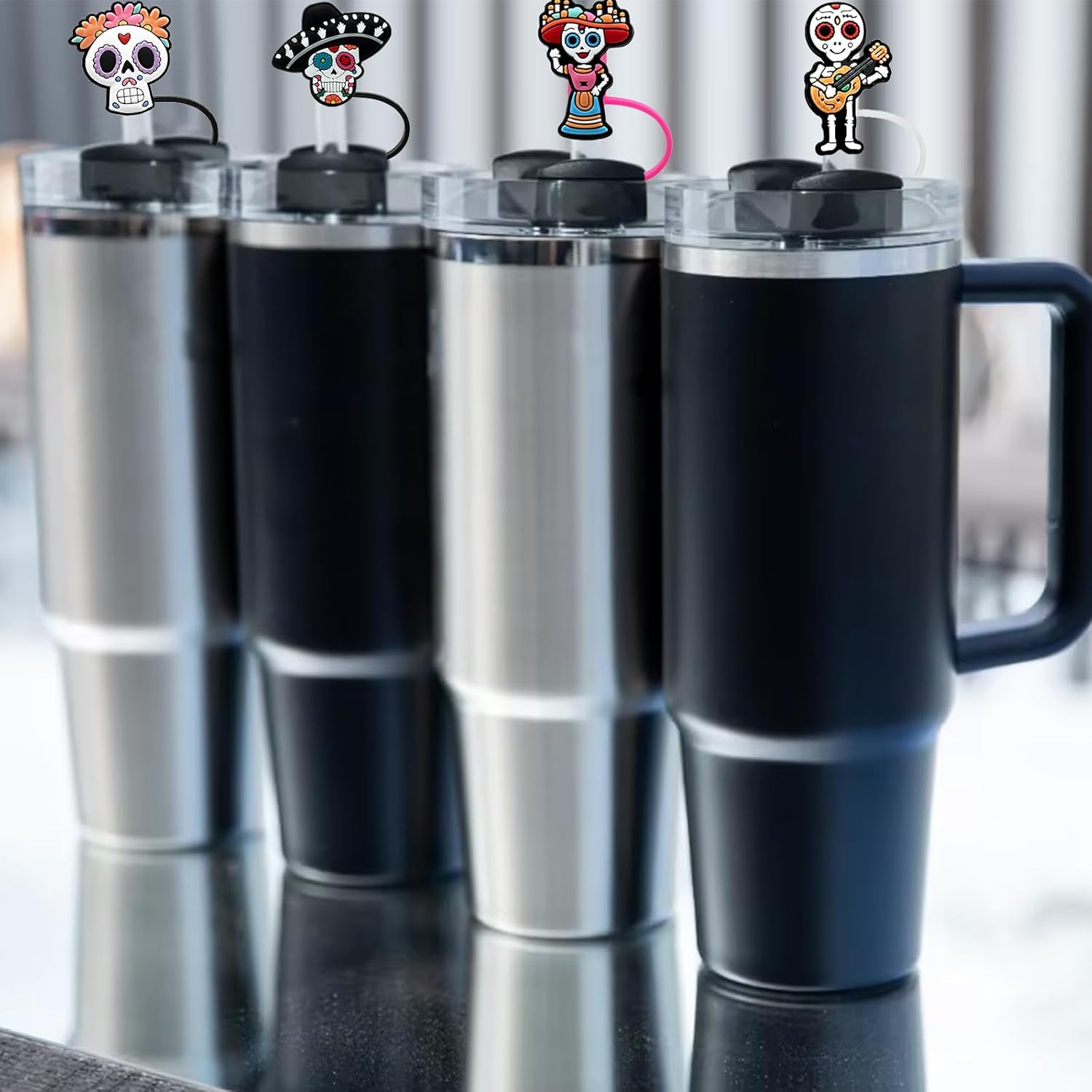 Cubierta de paja para copa Stanley, 4 unidades, compatible con popotes StanleyYeti de 0.394 in, protector de paja a prueba de polvo, tapa de paja