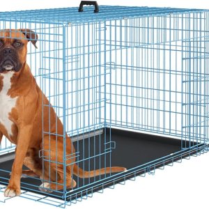 Jaula para perros de 36 pulgadas, plegable, grande, de alambre de metal, con bandeja divisor de doble puerta a prueba de fugas y asa para perro, Jaula para perros de 36 pulgadas, plegable, grande, de alambre de metal, con bandeja divisor de doble puerta a prueba de fugas y asa para perro,