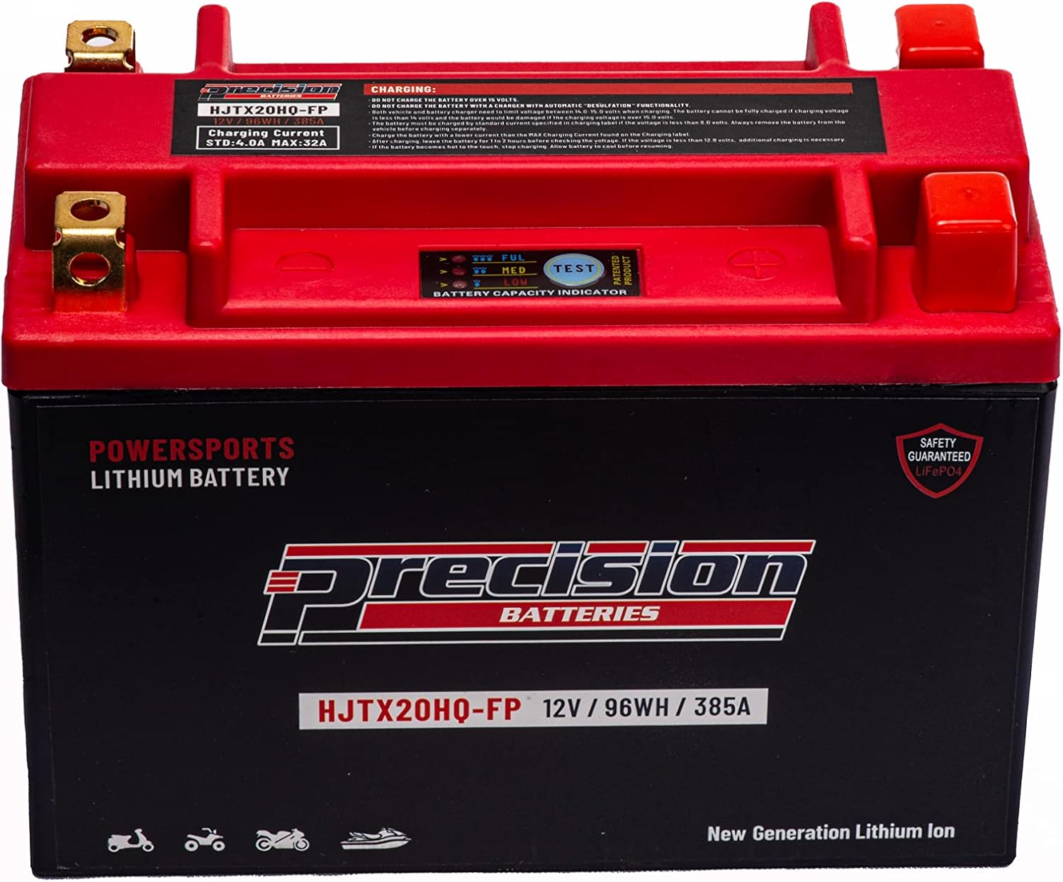 Precision HJTX20HQ-FP – Batería de iones de litio de repuesto para Kawasaki (Jet Ski) 1200CC STX-R, 2002-2007, 12 voltios 96 WH 385 CCA