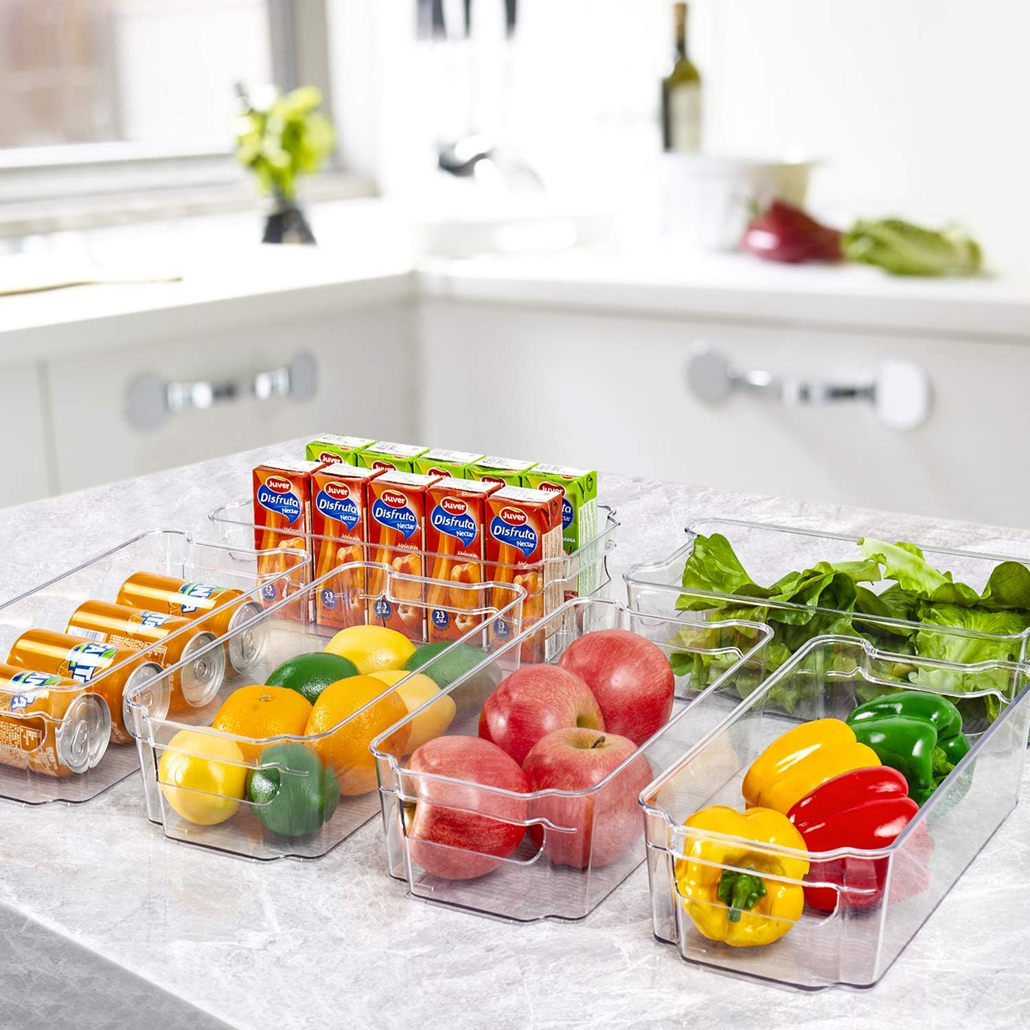 HOOJO Organizadores y almacenamiento de refrigerador 10 contenedores de plástico transparente para refrigerador, congelador, armario de cocina,