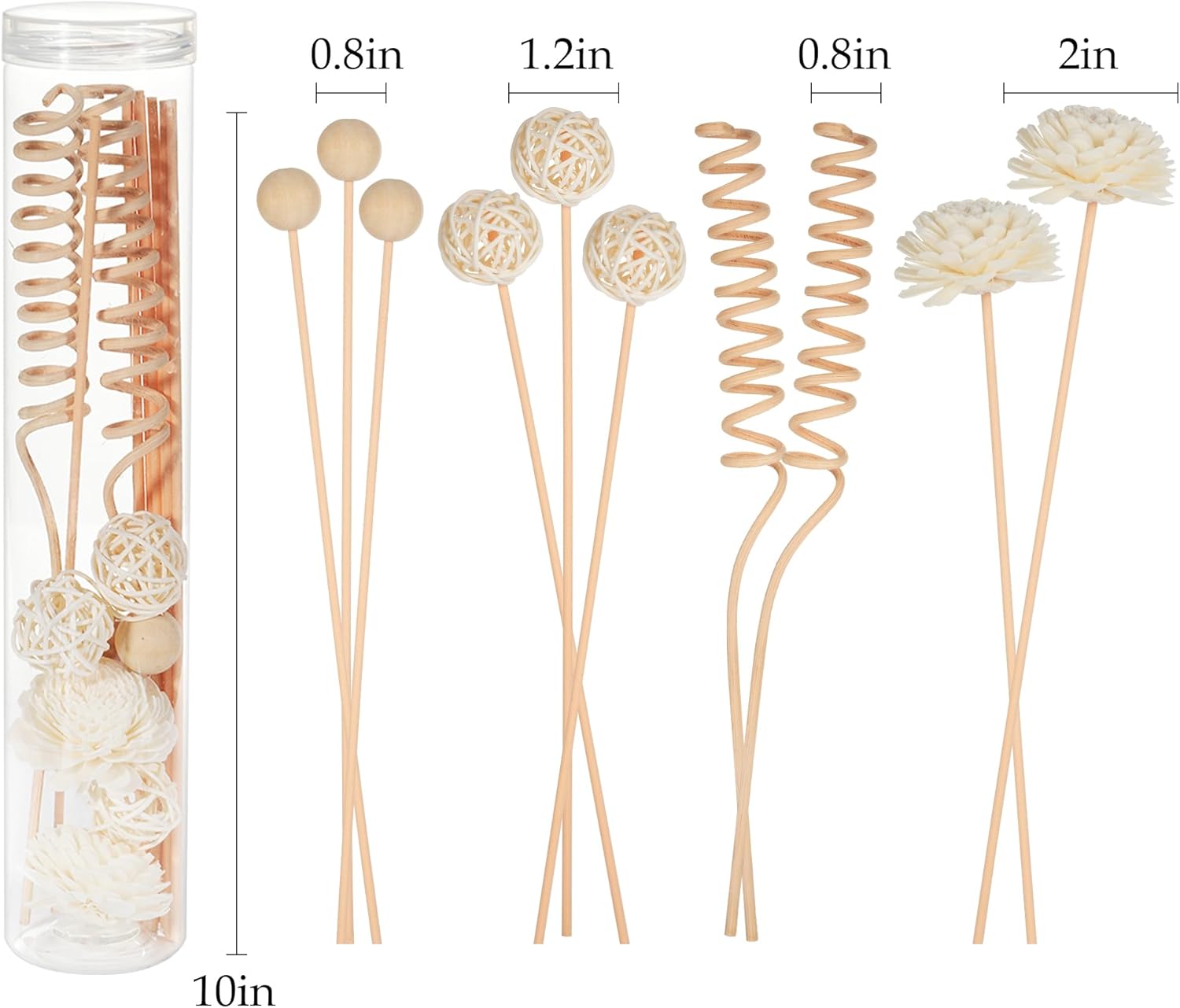 WUTAOBON – Juego de difusor de fragancia de caña de 10 pulgadas, 10 unidades, flores de ratán natural, difusor de fragancia, varillas de ratán de