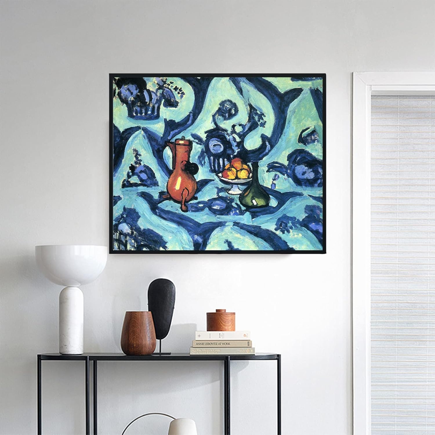 Henri Matisse – Lienzo decorativo para pared, naturaleza muerta con mantel azul, arte famoso, arte fino, pinturas al óleo, arte de reproducción para