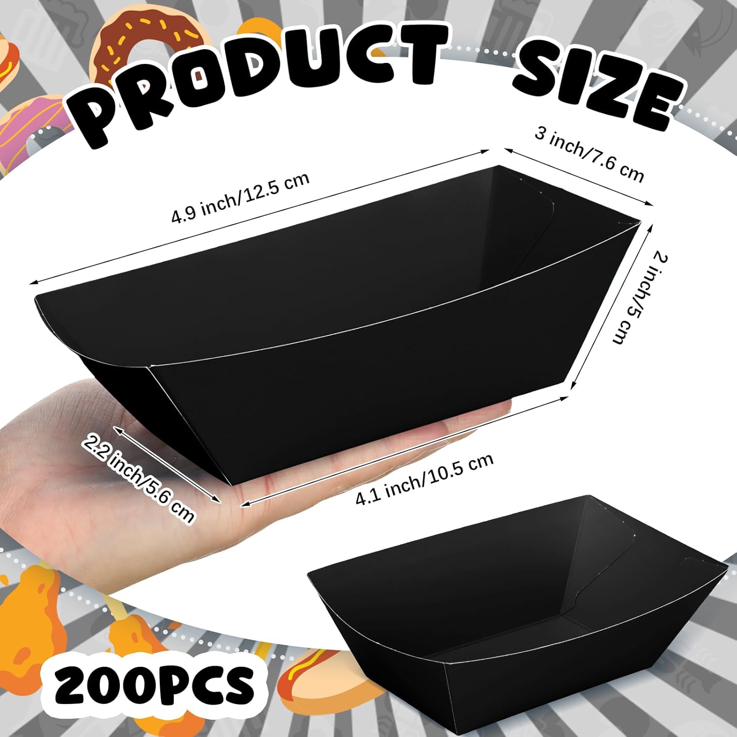 Uiifan 200 unidades de papel para barcos de comida desechable, bandejas de comida rápida para nachos, resistentes a la grasa, bandeja desechable de