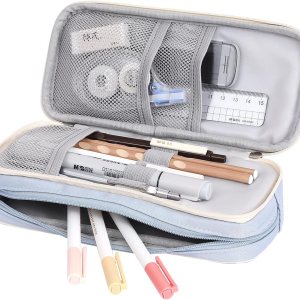 Estuche organizador pequeño con cremallera, estuche estético para lápices de luz, bolsa de lápices azul para hombres y mujeres Estuche organizador pequeño con cremallera, estuche estético para lápices de luz, bolsa de lápices azul para hombres y mujeres