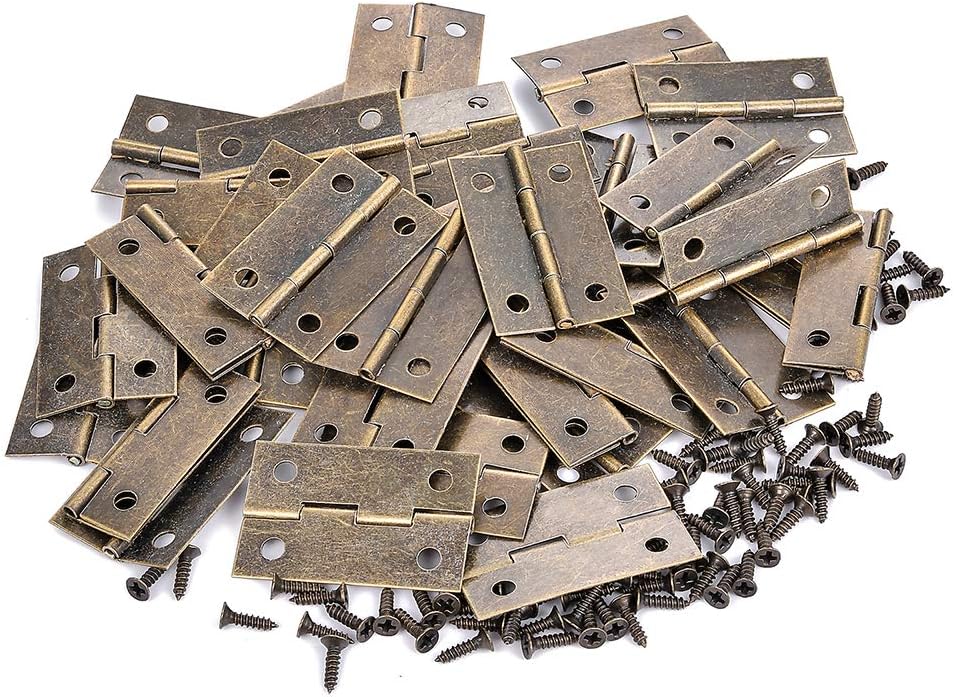 60 piezas de bisagras de bronce antiguo para cajas de joyería de madera, bisagras pequeñas para manualidades hechas a mano, bisagras de caja de