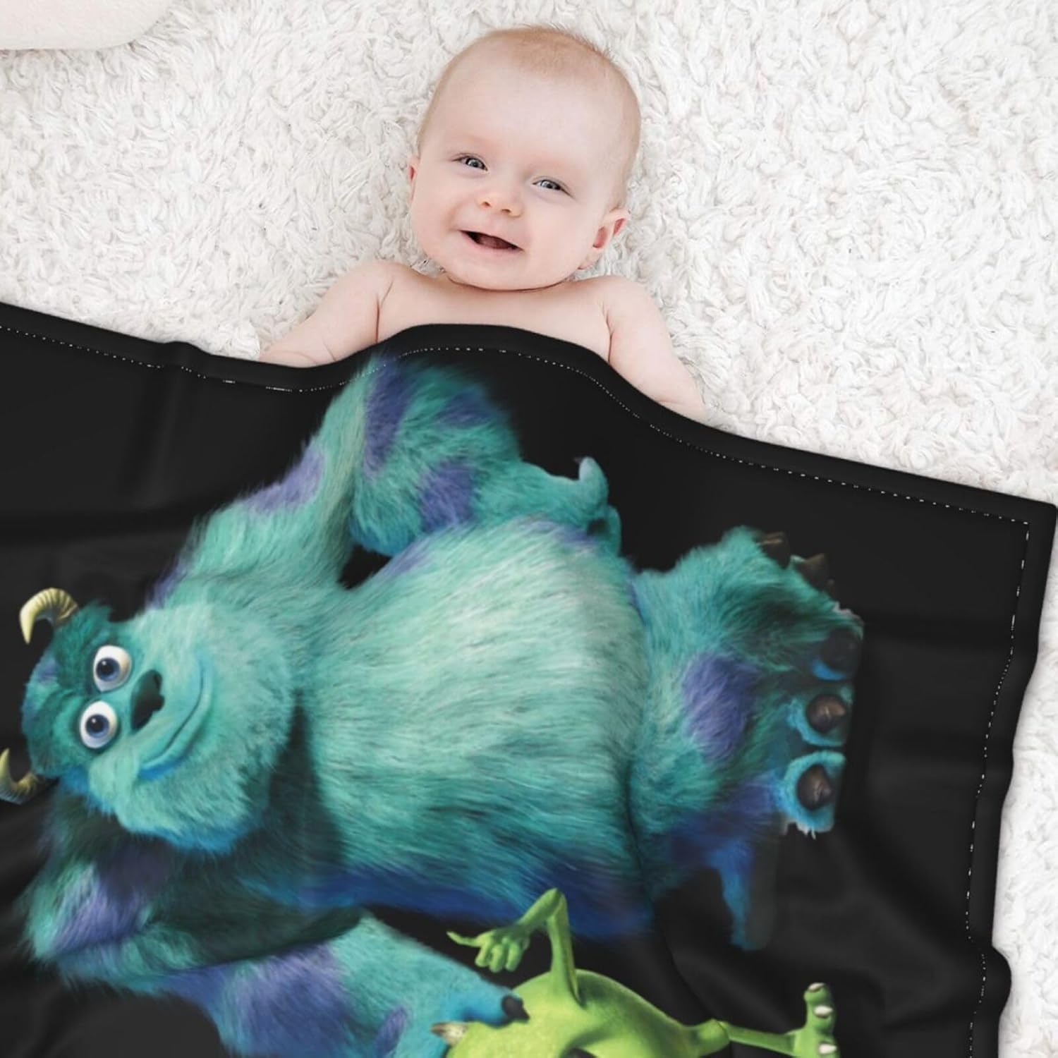 Monsters Anime Inc – Manta colorida de franela para bebé, ropa de cama para niños y niñas, 30 x 40 pulgadas, color negro, talla única