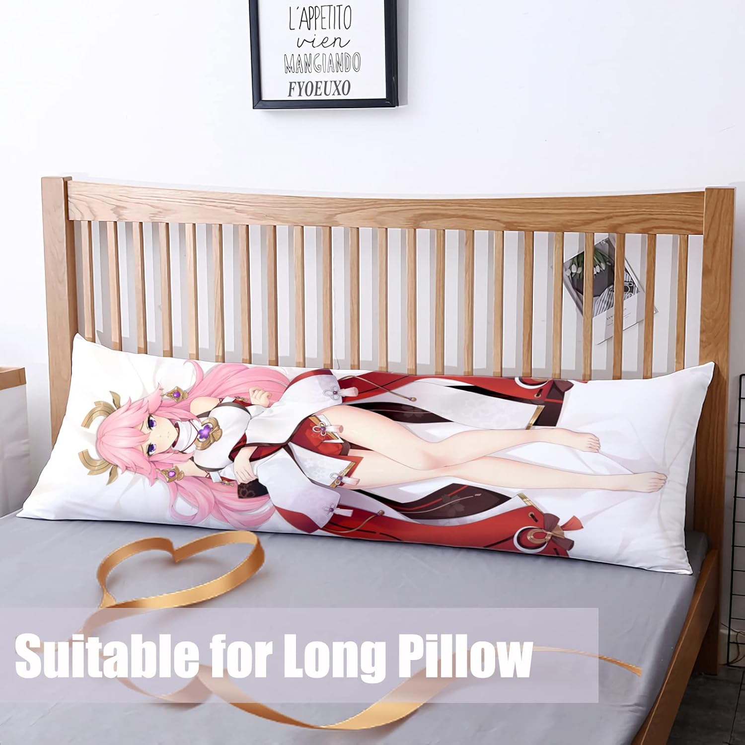 Anime Game Genshin Impact Girl Yae Miko – Funda de almohada corporal para abrazar, doble cara impresa de 59 x 19 pulgadas, funda de almohada