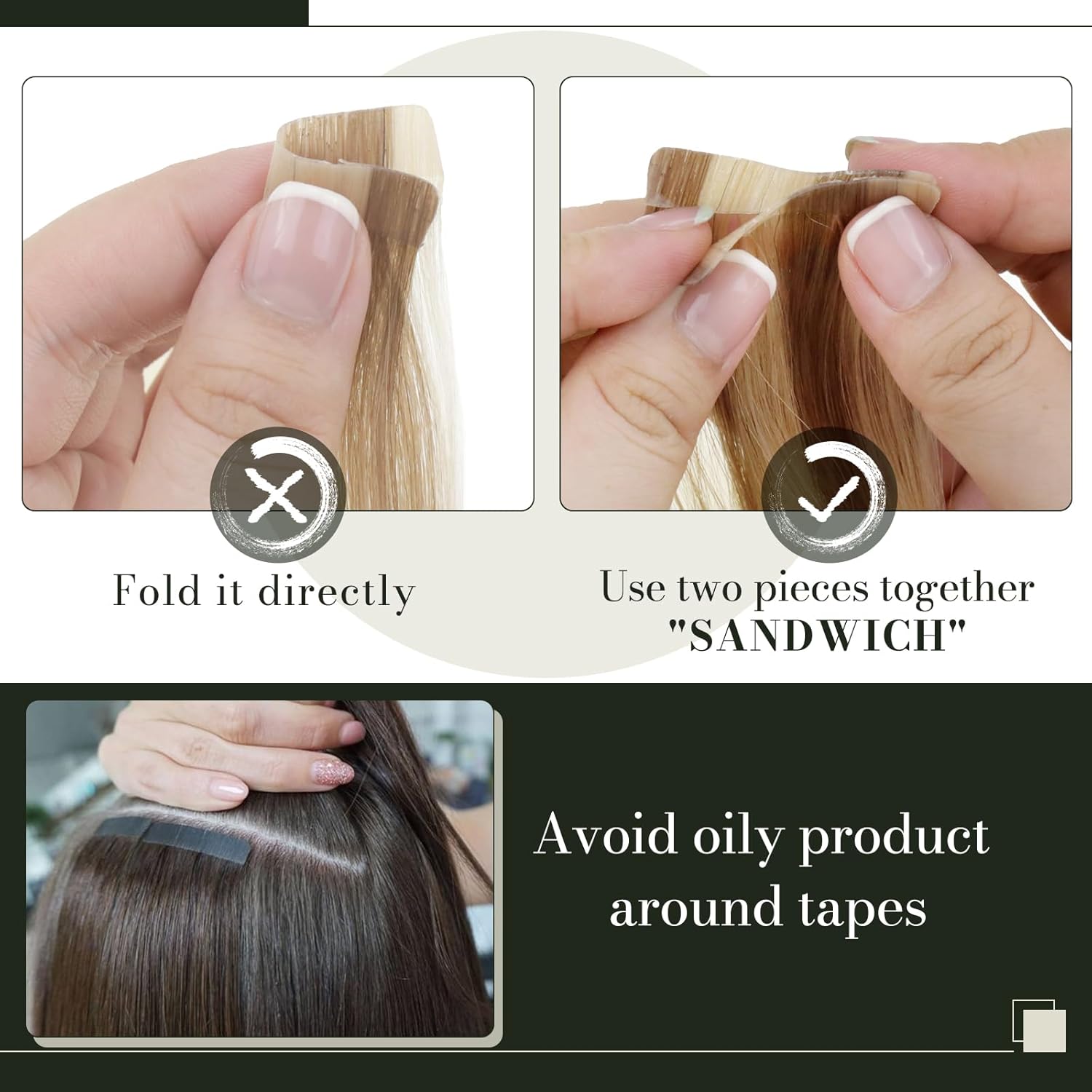 RUNATURE Extensiones de cabello humano Remy con cinta adhesiva, balayage, color marrón nogal degradado a marrón ceniza con rubio claro, extensiones